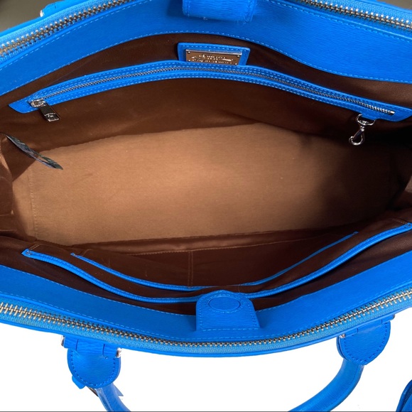 LRL Ralph Lauren ♔ Newbury Double Zip Large Leather Satchel Handbag ♔ Pacific - Picture 12 of 16